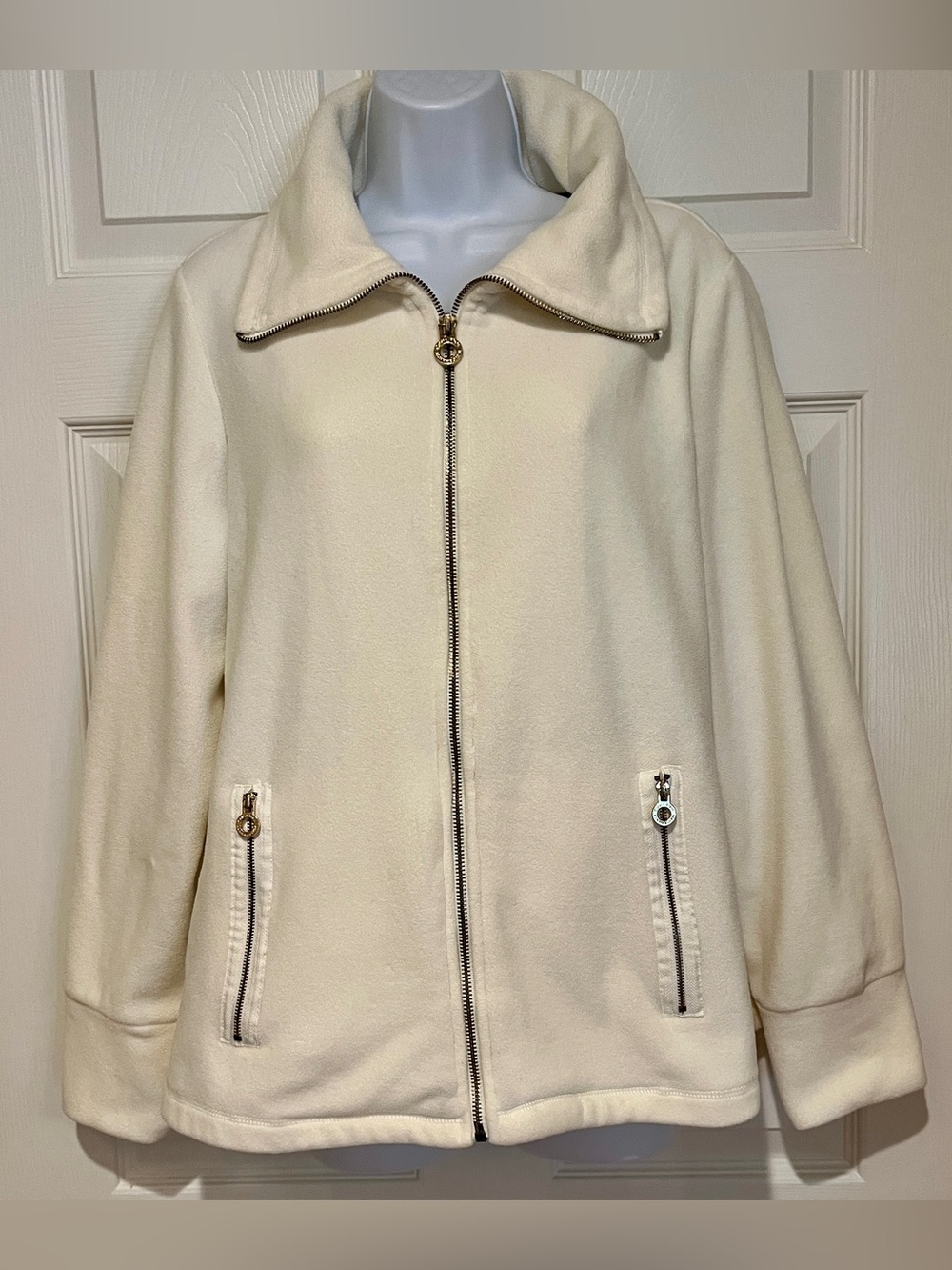 Calvin Klein Ivory Zip-Up Fleece Jacket
